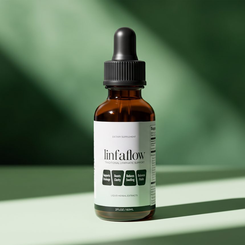 Linfaflow bottle on green background
